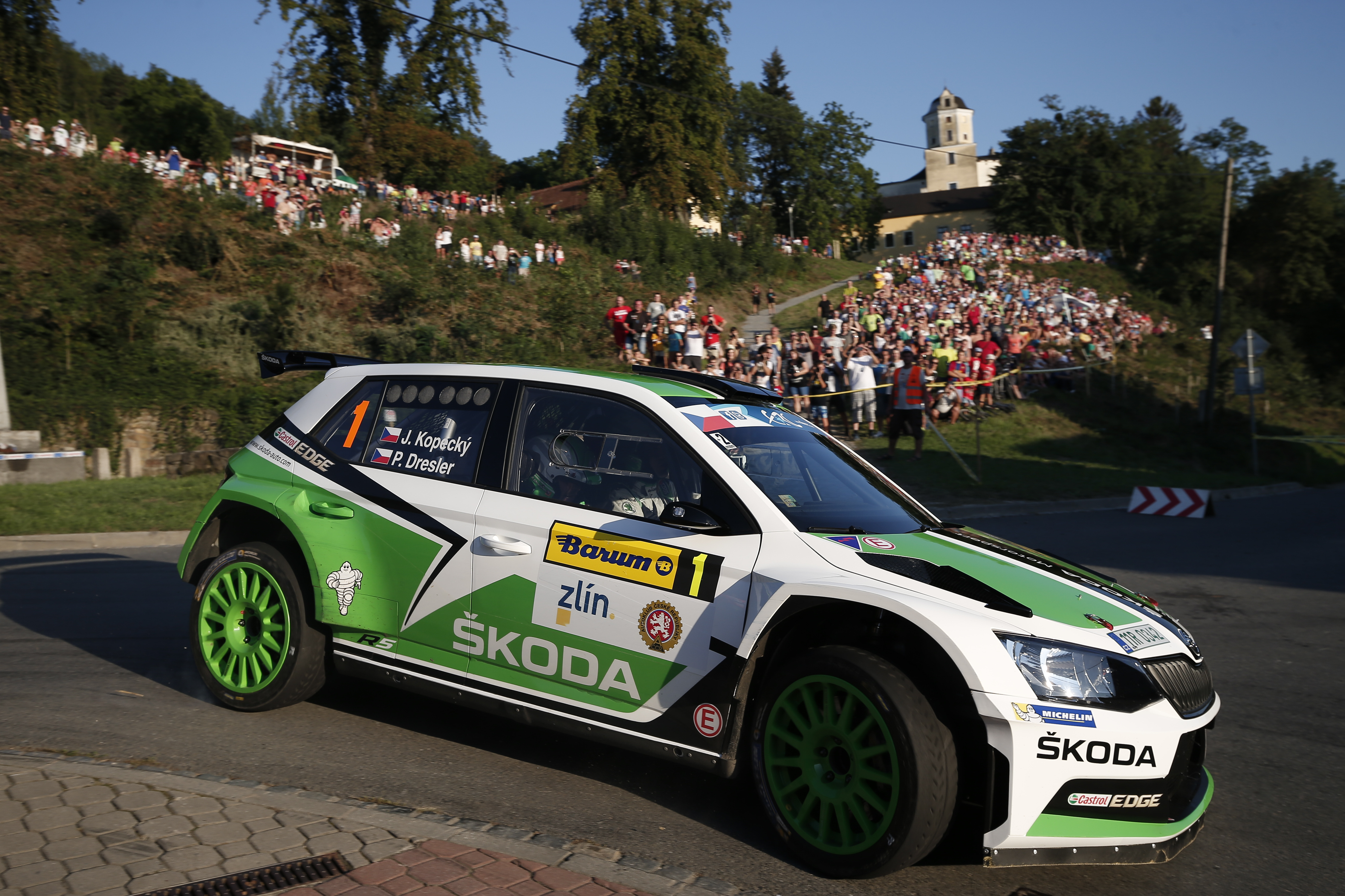 01 KOPECKY Jan DRESLER Pavel Skoda Fabia R5 Action during the 2015 European Rally Championship ERC Barum rally, from August 27 to 30th, at Zlin, Czech Republic. Photo Alexandre Guillaumot / DPPI